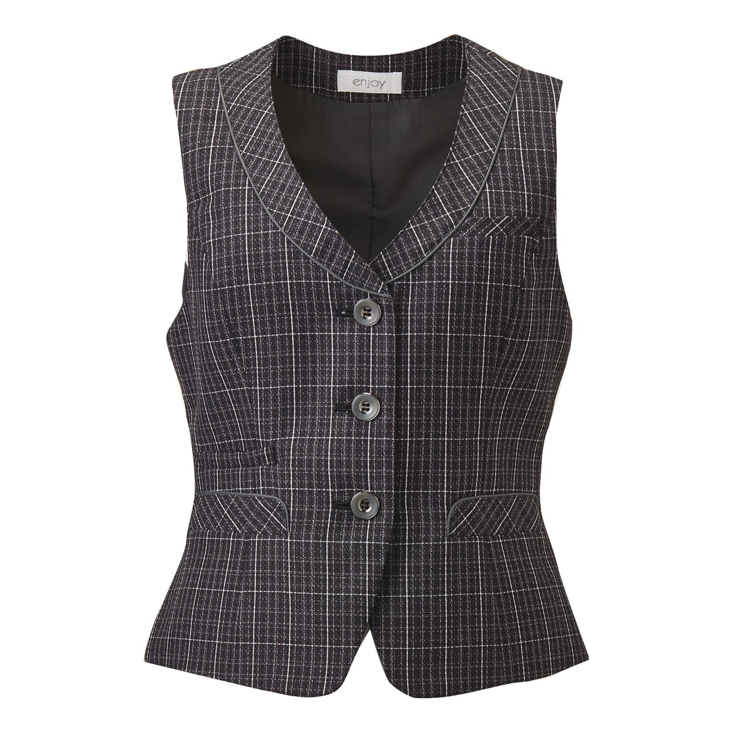 ベスト 事務服 24-8163-0302 7号 ENJOY EAV483(ブラックチェック)