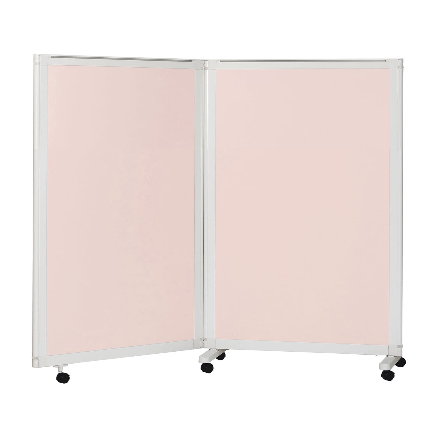 マツヨシキャスター付スクリーン(2連 衝立 24-8959-0401 ピンク MATSUYOSHI MY-N3584(180X150CM)