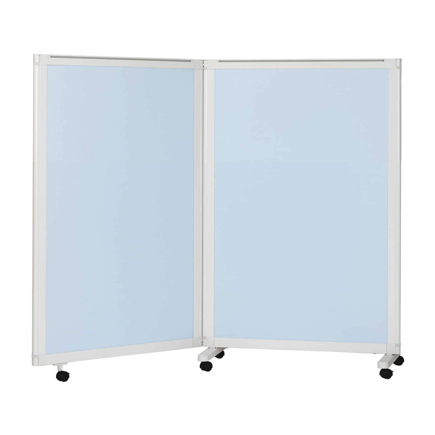 マツヨシキャスター付スクリーン(2連 衝立 24-8959-0402 スカイブルー MATSUYOSHI MY-N3584(180X150CM)