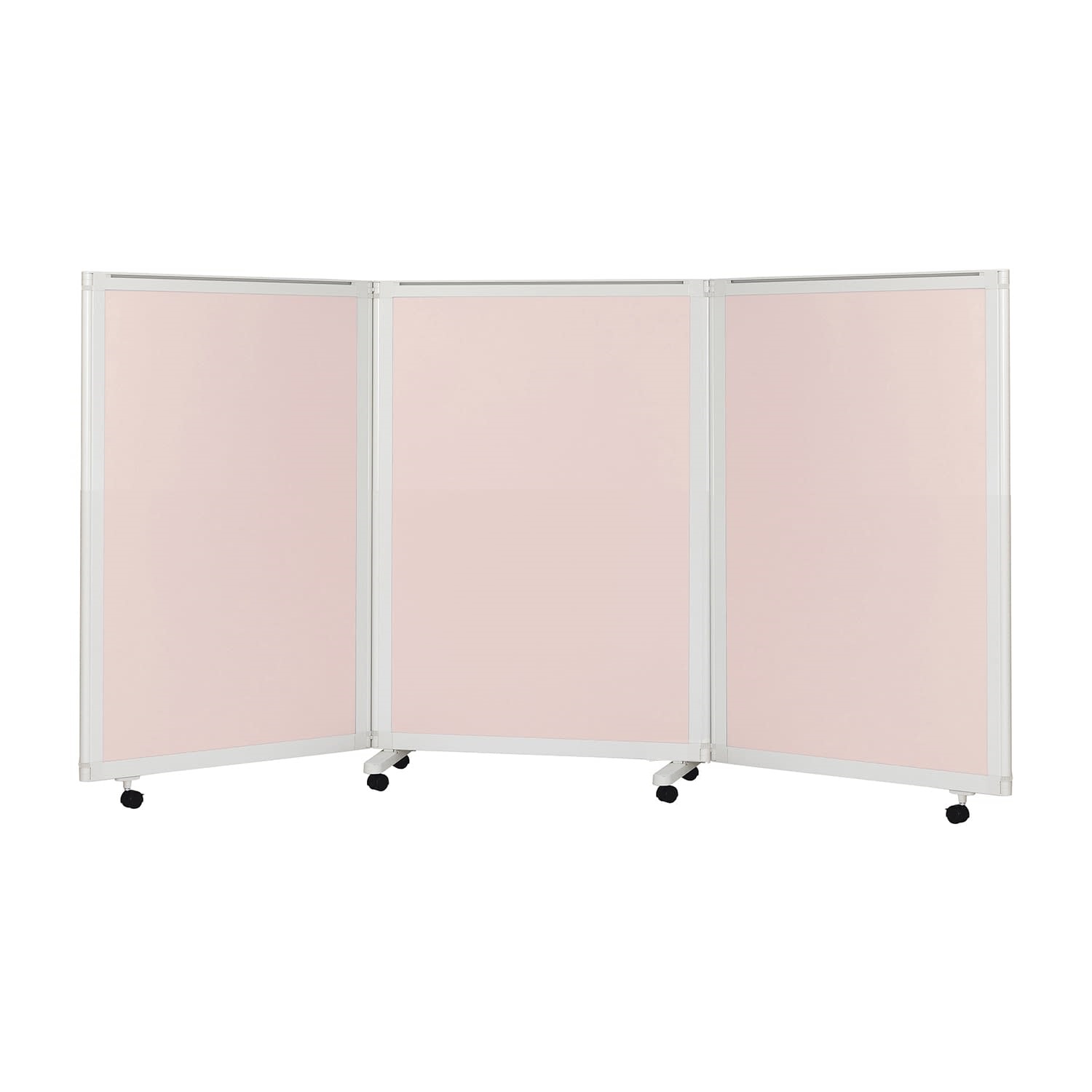 マツヨシキャスター付スクリーン(3連 衝立 24-8959-0601 ピンク MATSUYOSHI MY-N3586(270X150CM)