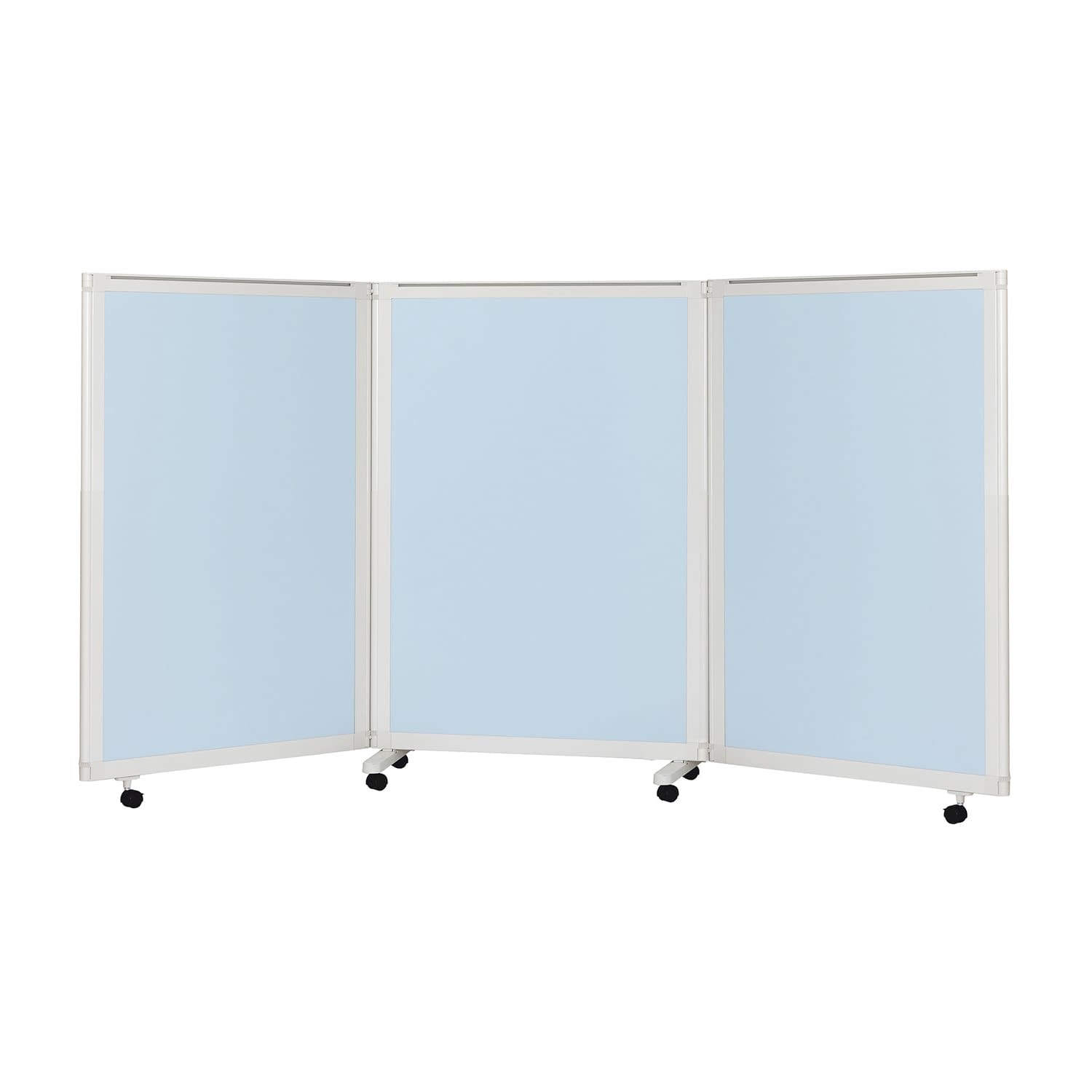 マツヨシキャスター付スクリーン(3連 衝立 24-8959-0602 スカイブルー MATSUYOSHI MY-N3586(270X150CM)