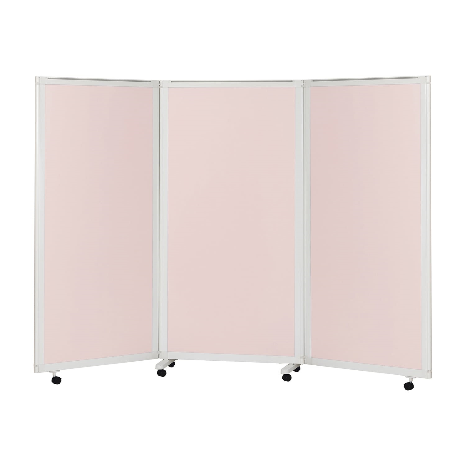 マツヨシキャスター付スクリーン(3連 衝立 24-8959-0701 ピンク MATSUYOSHI MY-N3587(270X180CM)