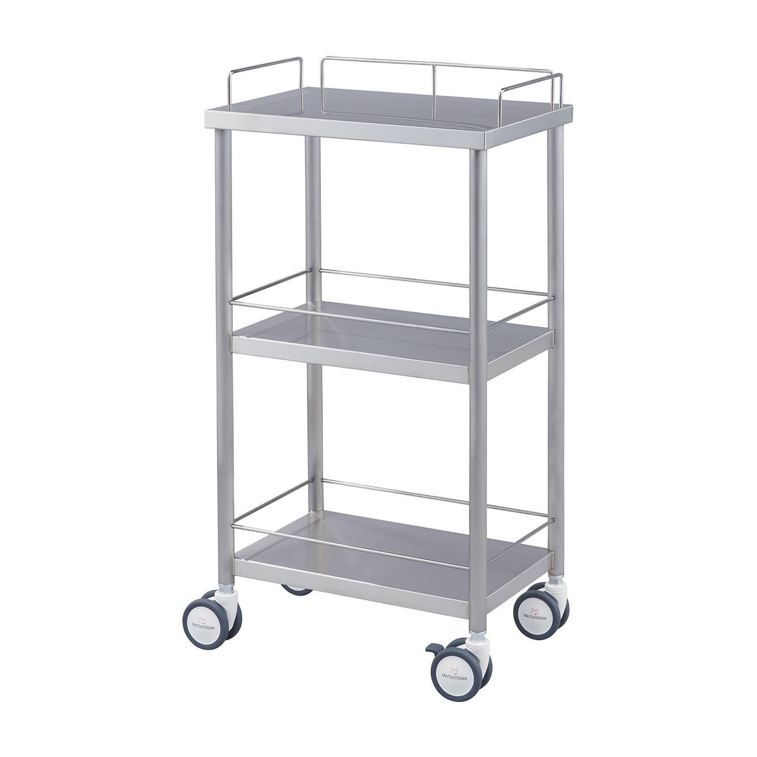 マツヨシ ヘアラインワゴン(3段) 3段 カート(回診車) 24-8635-03 MATSUYOSHI HLW-A006(45X30X80CM)
