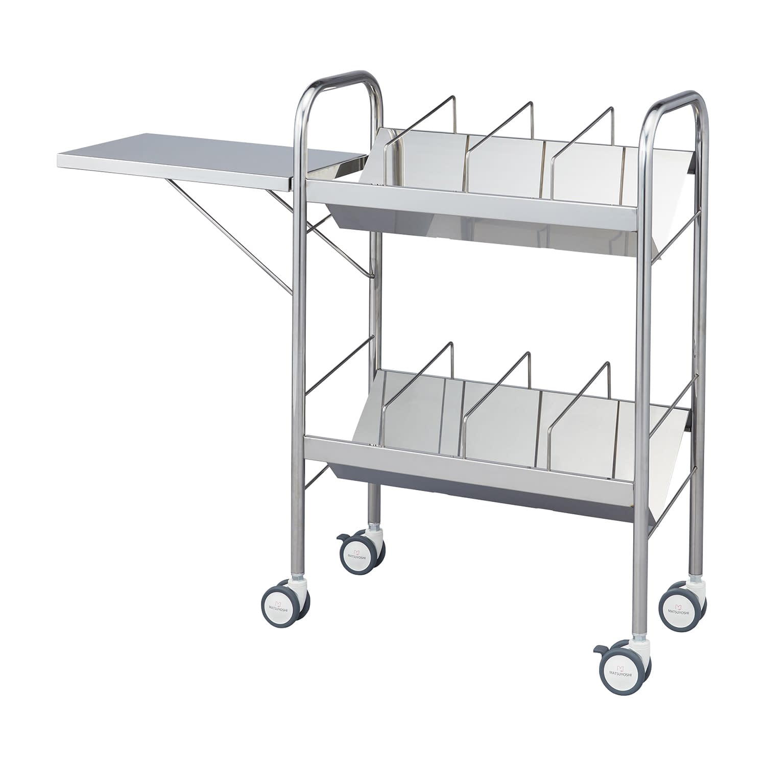 マツヨシ サイレントカルテワゴン 小・サイドテーブル付 ファイルワゴン 24-8639-03 MATSUYOSHI SKW-004(ショウ・テーブルツキ)