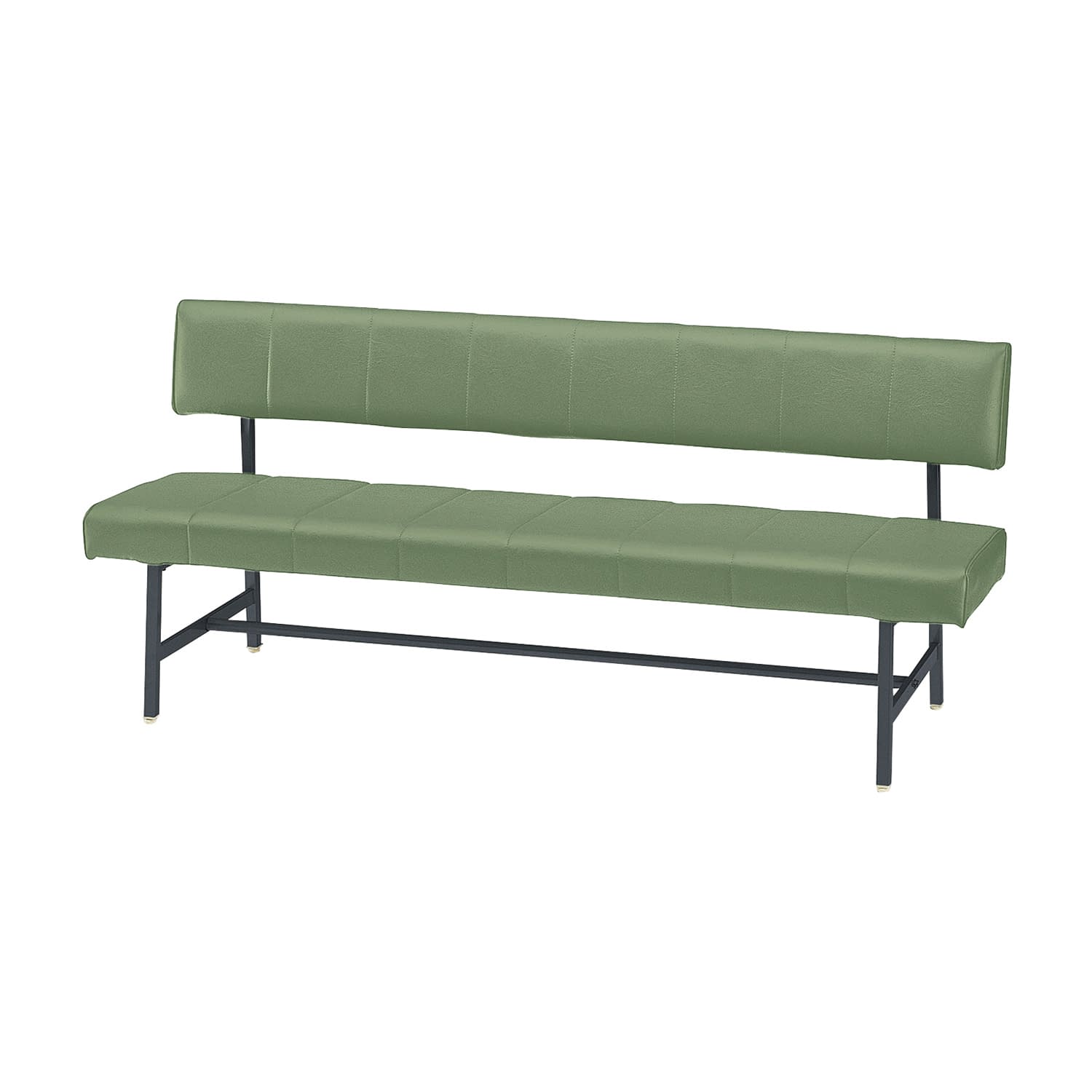 長イス(背付) 24-9127-0011 カーキグリーン ニシキ工業 TEP-18A(180X54X76)