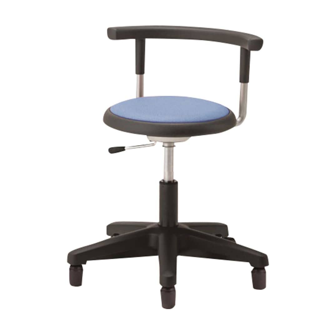 マツヨシ クランケチェア(背付) 固定ゴム脚タイプ 診察椅子 24-9113-0101 ブルー MATSUYOSHI MY-N3525N(コテイゴムアシ)