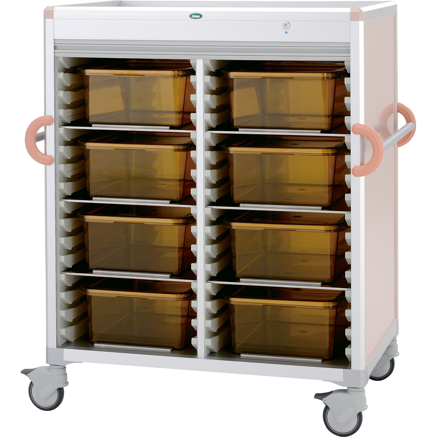 コンテナ回収カート コンテナー8コ収納 24-9162-0001 シャッター：グレー サカセ化学工業 CP-AS01B(ピーチ)