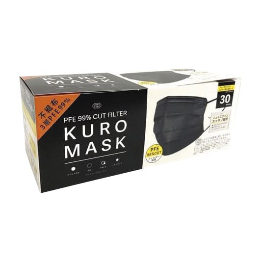 不織布3層黒マスク 25-2683-00 ティティメディカル D0230-10501-99(30マイ)