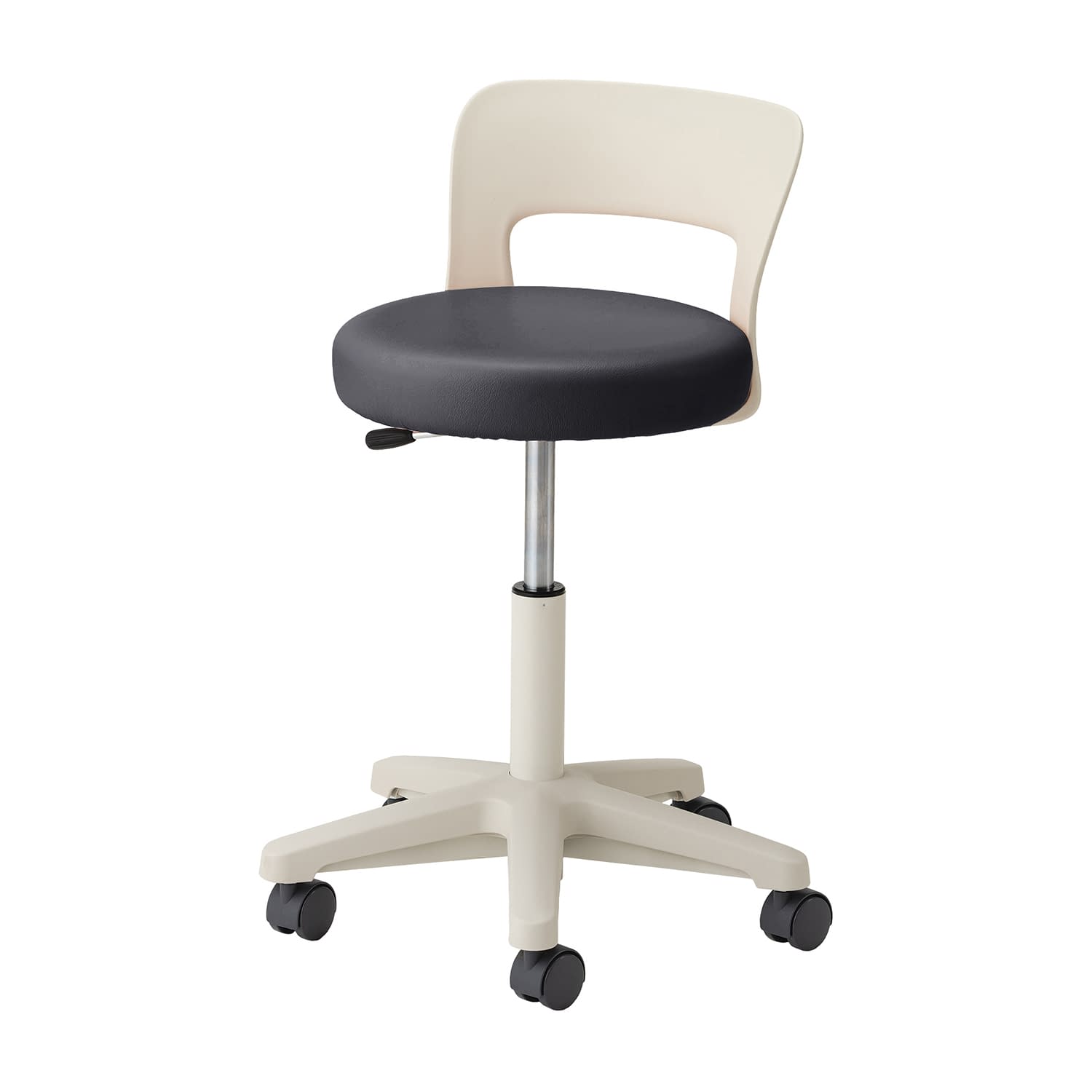 マツヨシ ナースチェア(ハイタイプ) 背付 丸椅子 25-2565-0001 ブラック MATSUYOSHI MY-N3260R(セツキ)