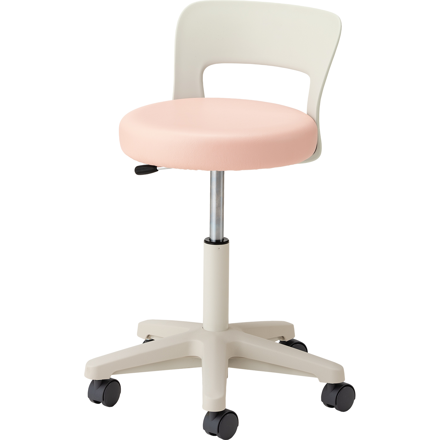 マツヨシ ナースチェア(ハイタイプ) 背付 丸椅子 25-2565-0005 ピンク MATSUYOSHI MY-N3260R(セツキ)