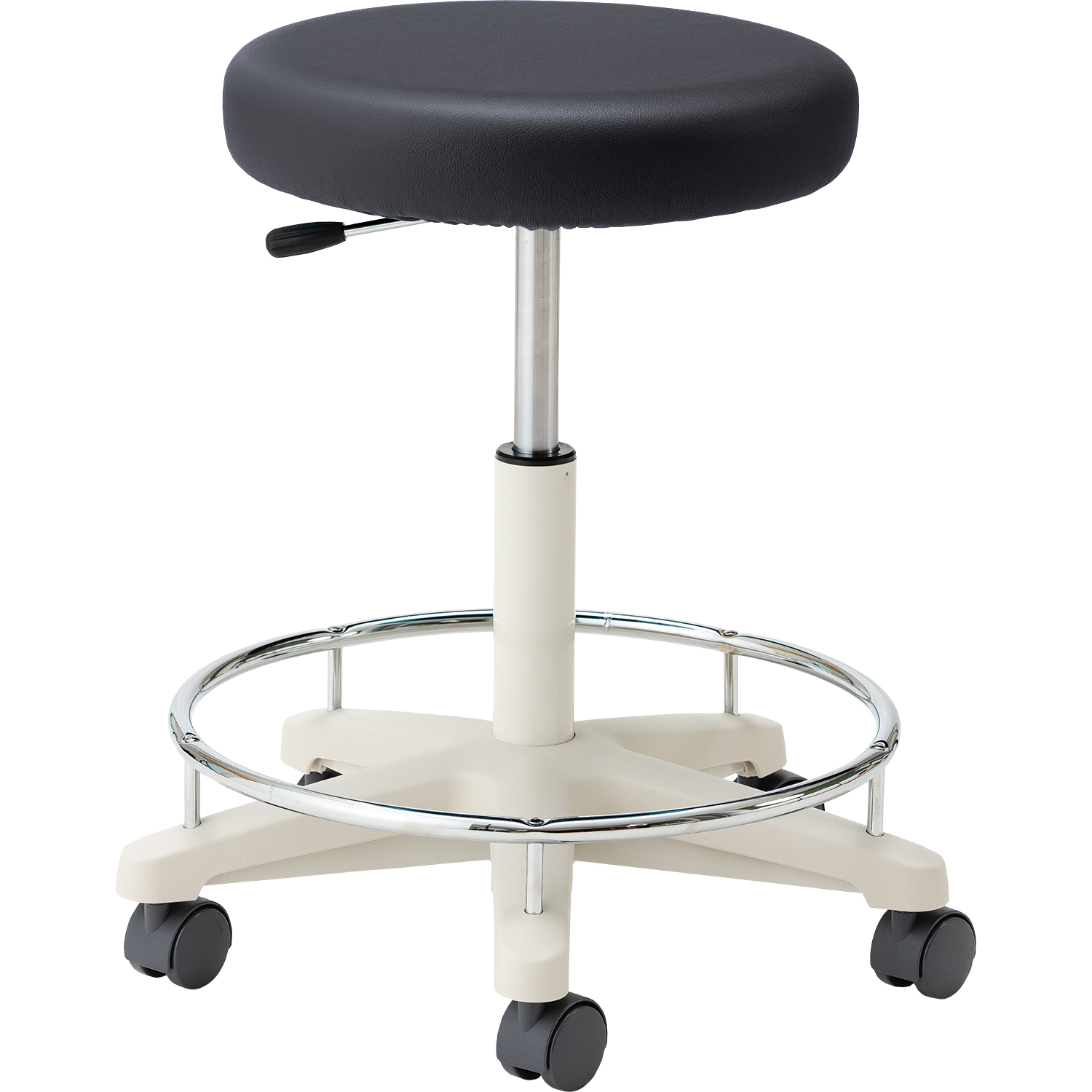 マツヨシ ナースチェア(ハイタイプ) 背なし・リング付 丸椅子 25-2565-0301 ブラック MATSUYOSHI MY-N3255R(セナシ・リングツキ