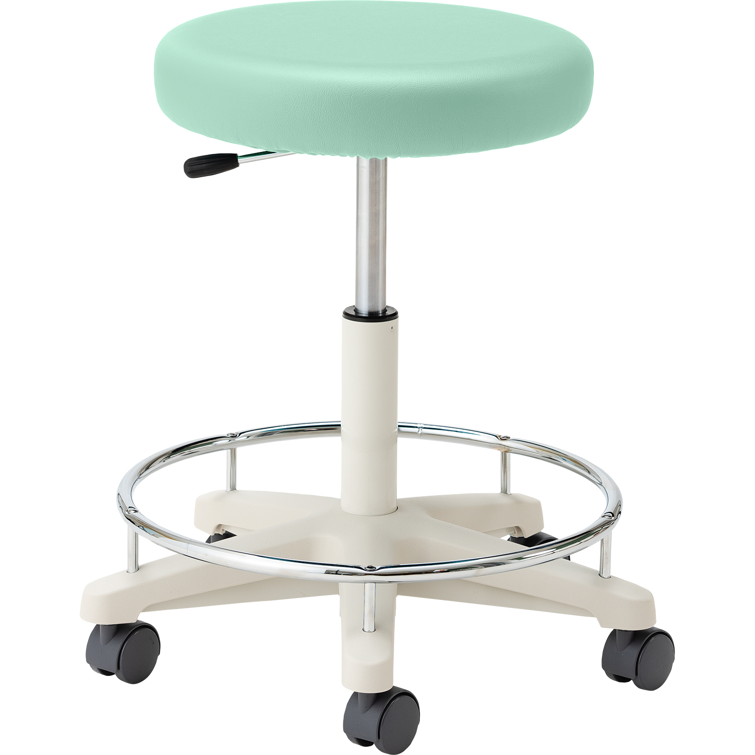 マツヨシ ナースチェア(ハイタイプ) 背なし・リング付 丸椅子 25-2565-0304 ミントグリーン MATSUYOSHI MY-N3255R(セナシ･リングツキ