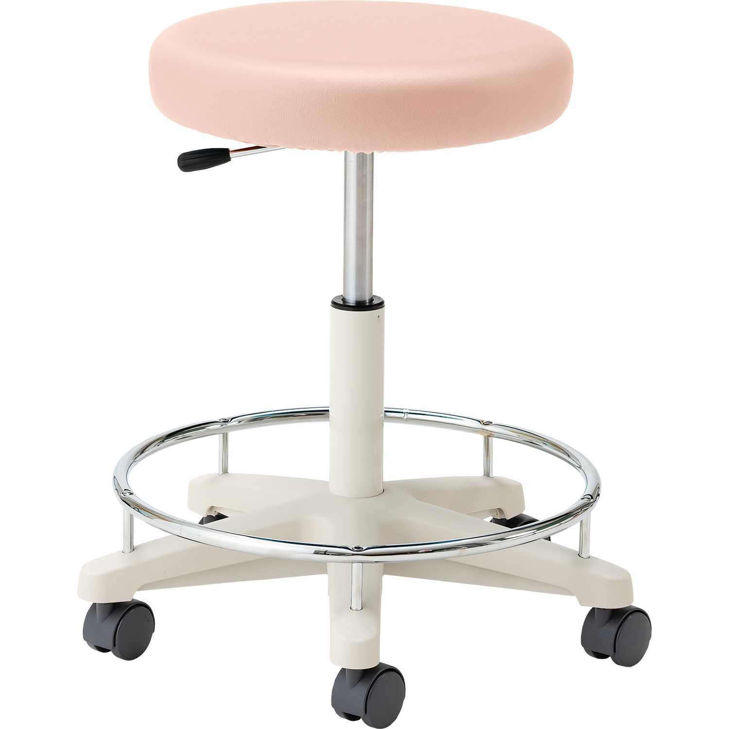 マツヨシ ナースチェア(ハイタイプ) 背なし・リング付 丸椅子 25-2565-0305 ピンク MATSUYOSHI MY-N3255R(セナシ・リングツキ
