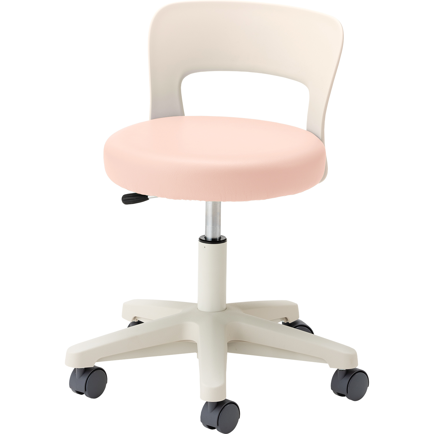 マツヨシ ナースチェア(背付) 背付 丸椅子 25-2566-0005 ピンク MATSUYOSHI MY-N3240R
