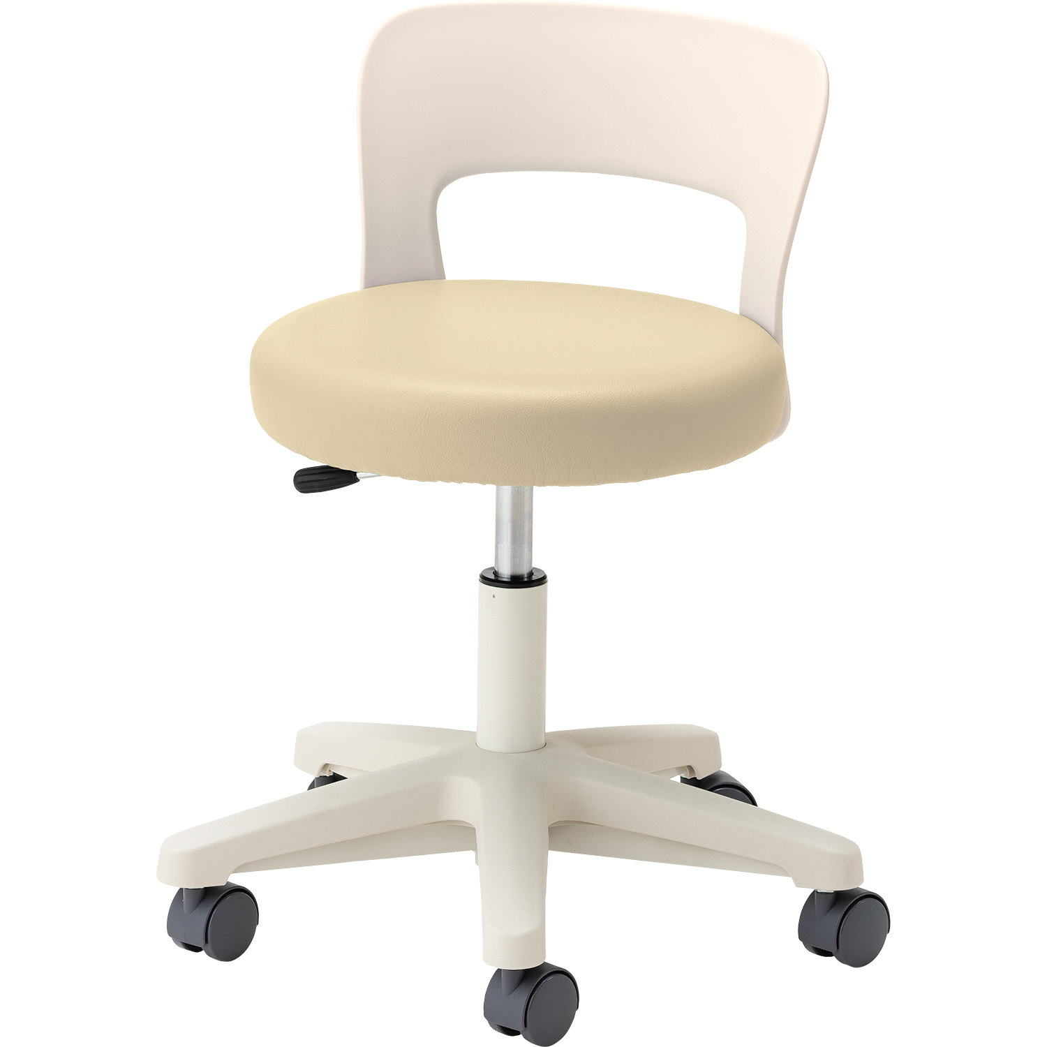 マツヨシ ナースチェア(背付) 背付 丸椅子 25-2566-0006 クリームイエロー MATSUYOSHI MY-N3240R