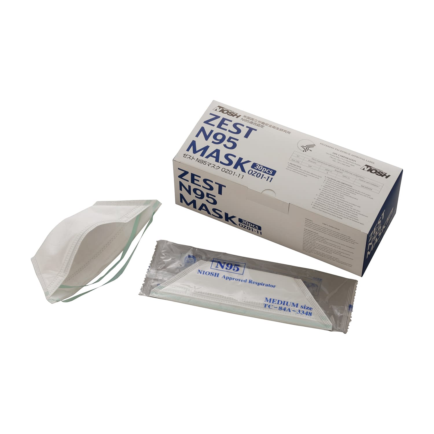 ZEST N95マスク 25-6884-00 小津産業 OZ01-11(30マイX10ハコ)