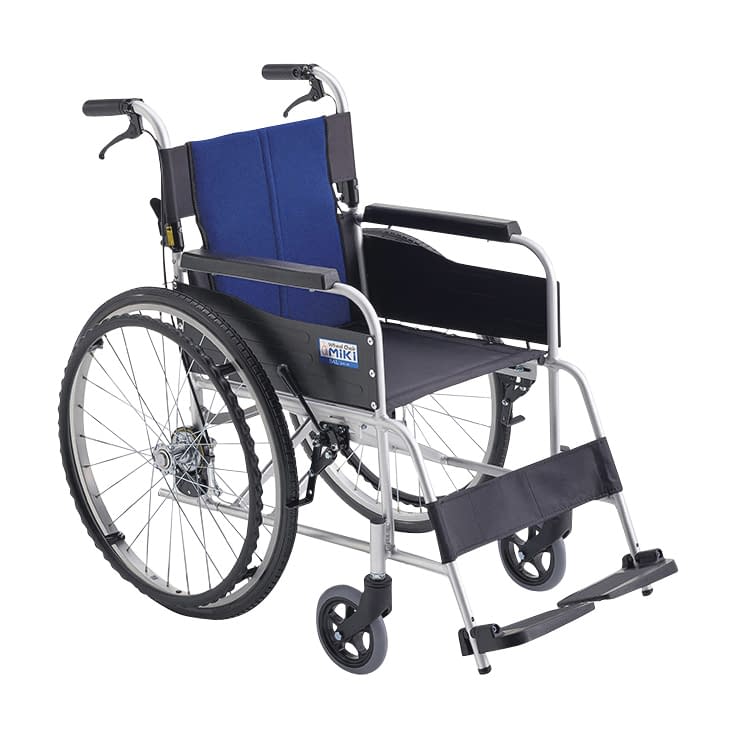 車いす(自走・アルミ)背折れ 車椅子 25-3449-0001 ブルー(W4)メッシュ