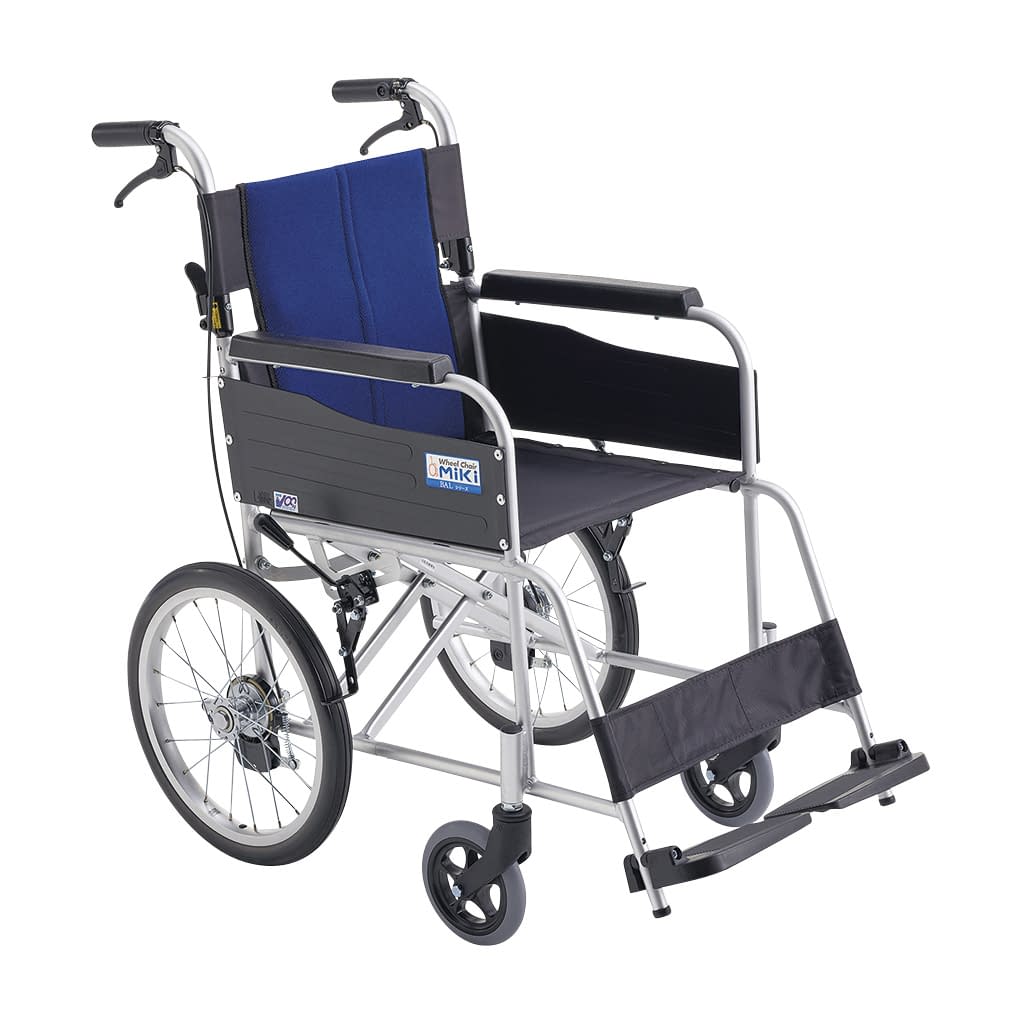 車いす(自走・アルミ)背折れ 車椅子 25-3449-0001 ブルー(W4)メッシュ
