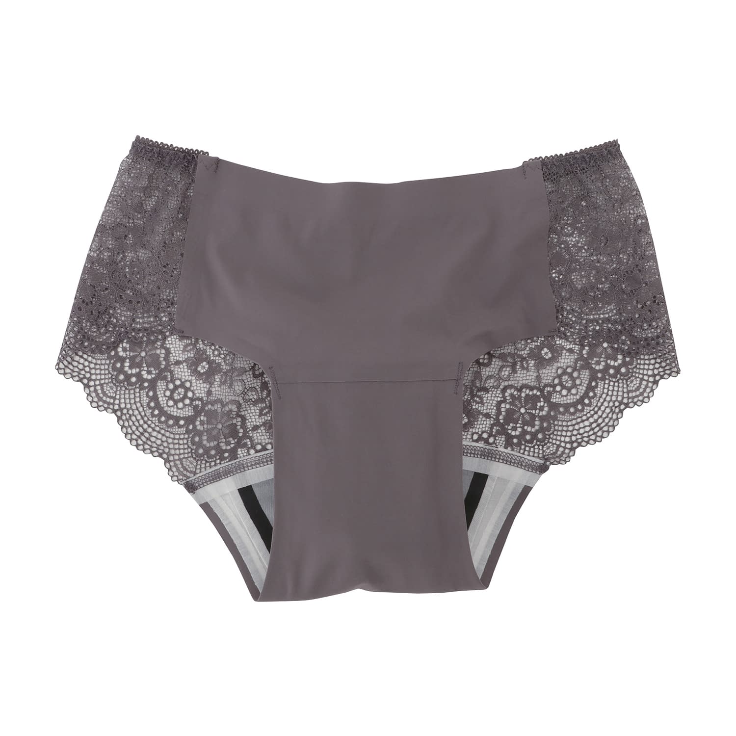 吸水型サニタリーショーツレースタイプ 吸水ショーツ 25-3541-02 1WEEK SANITARY プラス 87902APS(M)グレイブラウン