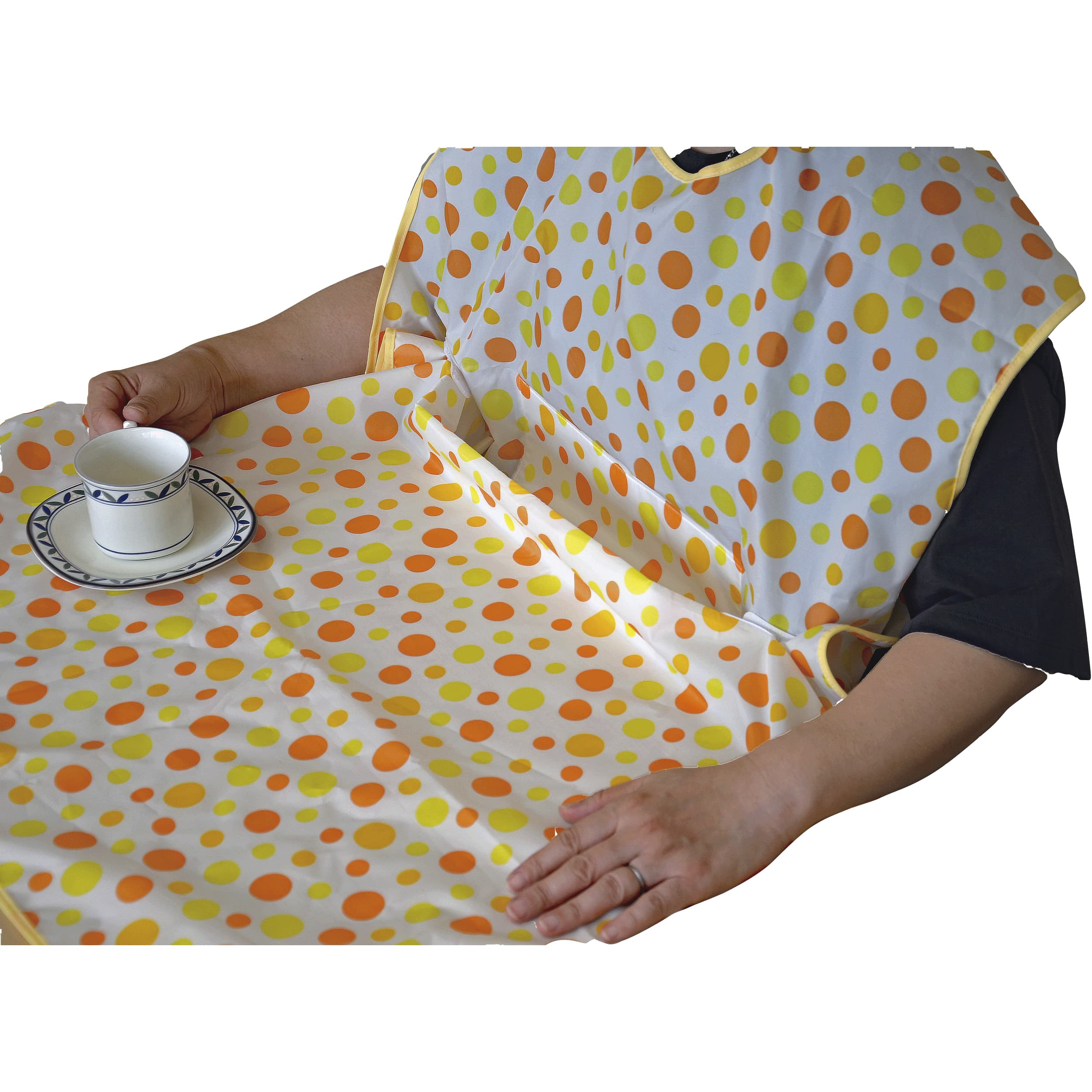 食事用エプロン(水玉模様)SP SP 25-3675-0102 水玉模様(オレンジ) アルファメディカル SP(74X87CM)