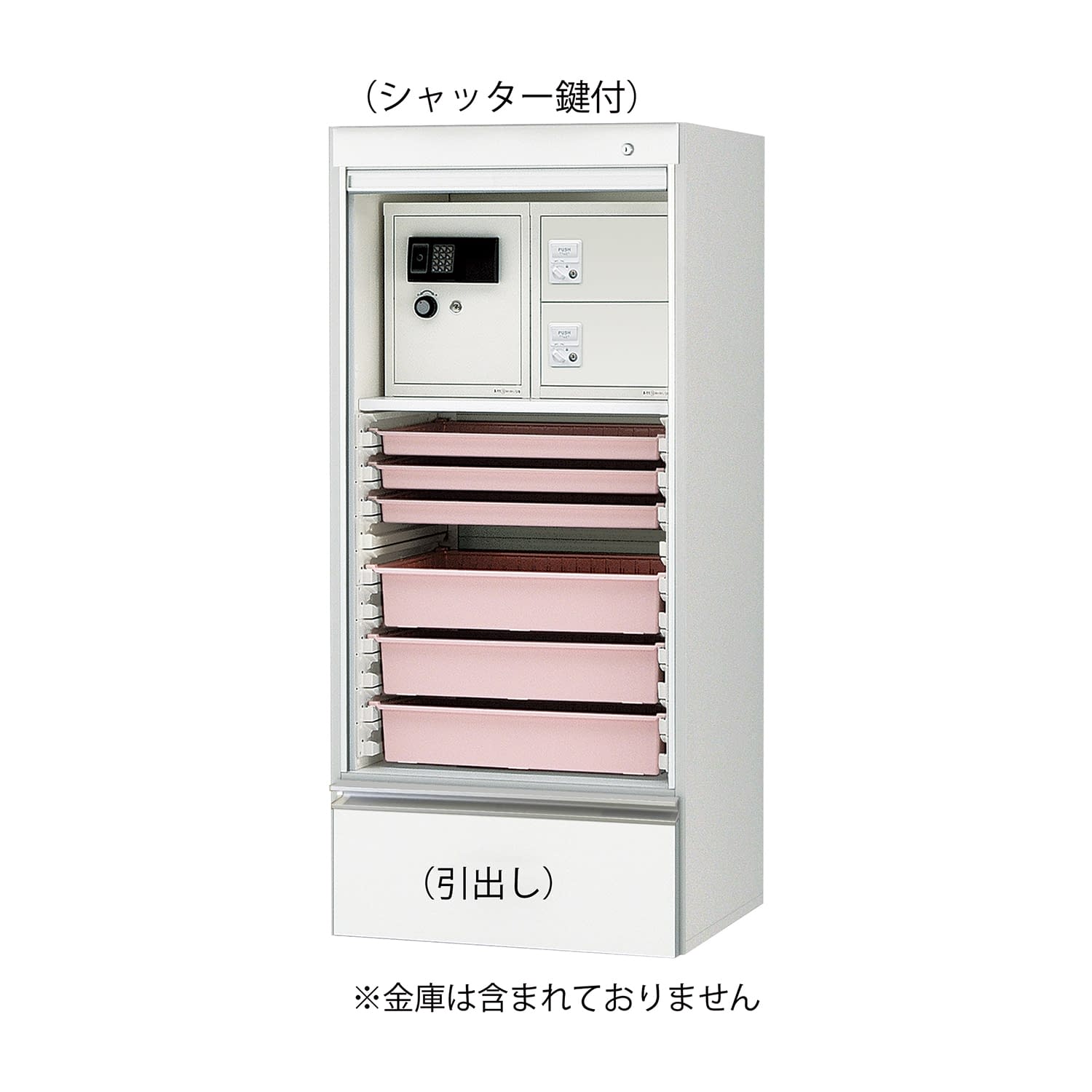 メディカルモジュールPRO 薬剤モジュールセキュリティタイプ/引出し1段 キャビネット 25-3728-05 ケルン KH-5521FT-01S-P(ピンク