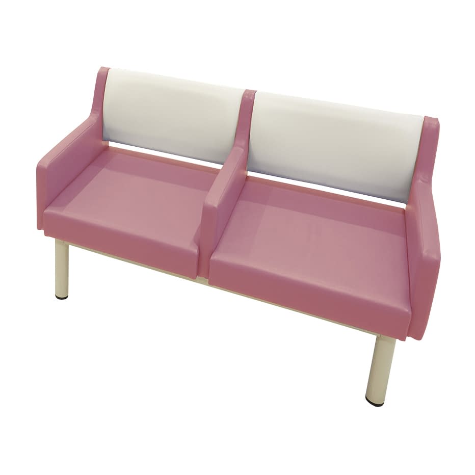 マツヨシ連結ロビーチェア(肘掛付) 2人用 待合室用椅子 25-3295-0005 コーラルピンク MATSUYOSHI MY-MZN20CM(2ニンヨウ)