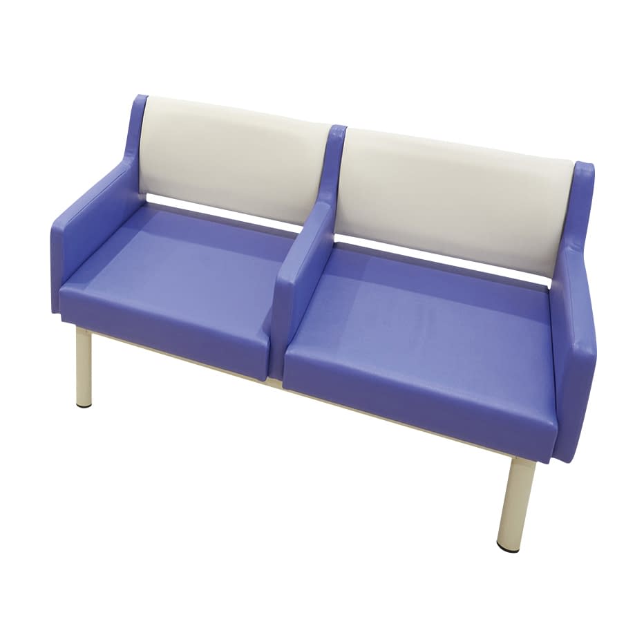 マツヨシ連結ロビーチェア(肘掛付) 2人用 待合室用椅子 25-3295-0012 コバルトブルー MATSUYOSHI MY-MZN20CM(2ニンヨウ)