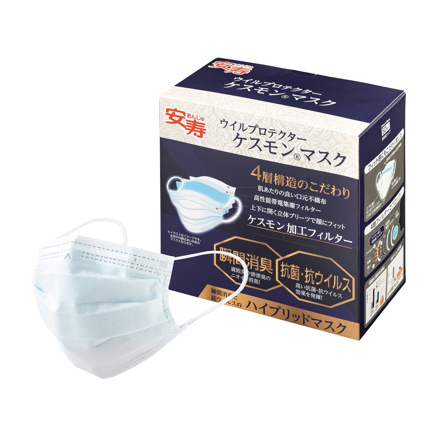 ウイルプロテクター ケスモンマスク 25-6853-00 アロン化成 555-000(50マイイリ)