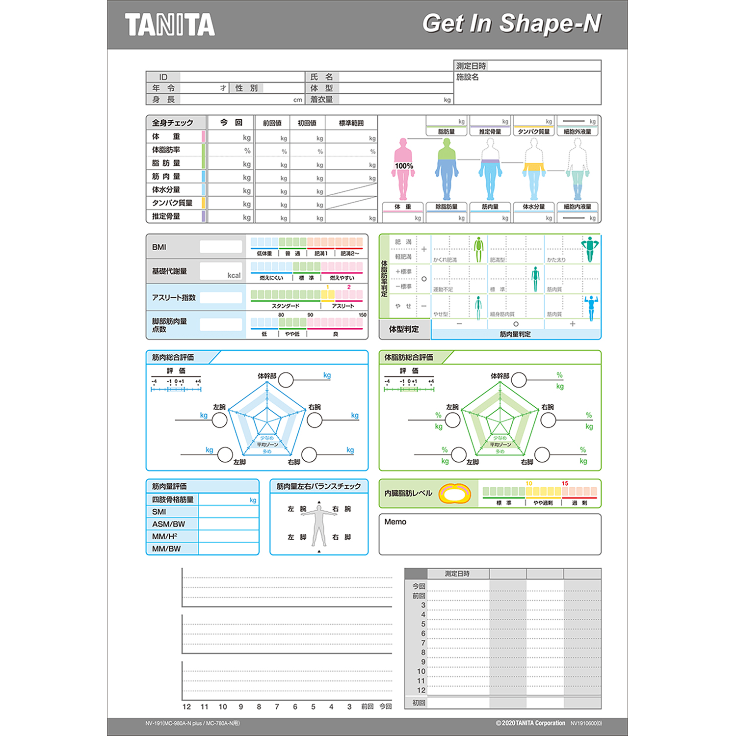 NV－191専用印刷台紙(1000枚 体組成計 24-7830-14 タニタ