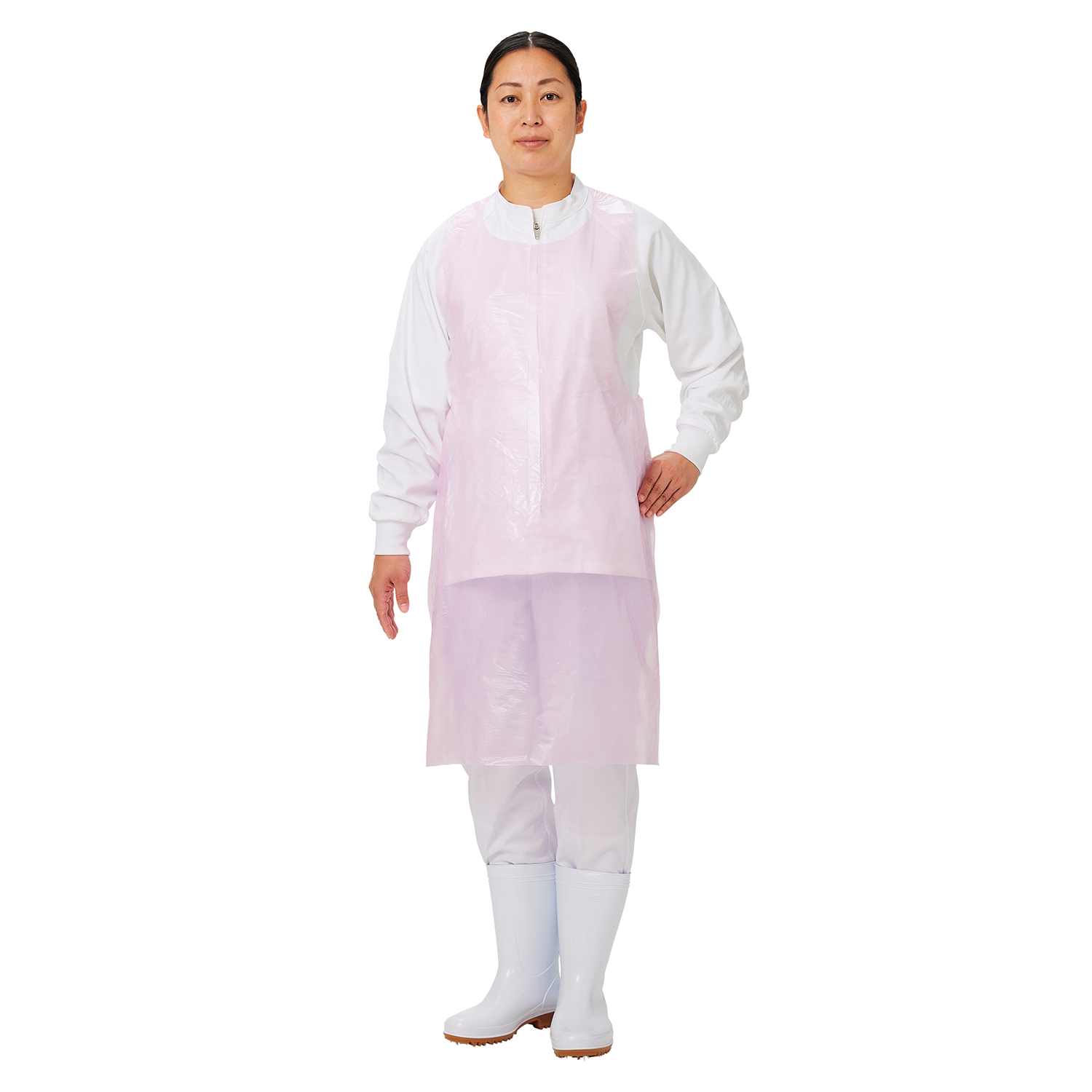 ディスポエプロン(袋入) 袋入 25-6910-02 エブノ 643(ピンク)100マイ