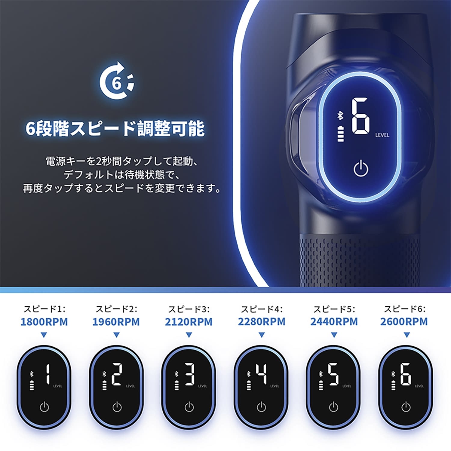 アプリ連動ハンディガン マッサージガン 25-7307-00 RENPHO R-C001S