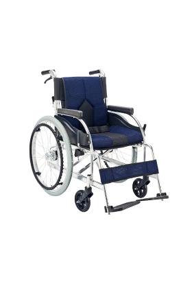 車いす カラーズ(自走・アルミ)背折 車椅子(アルミ製) 25-5673-00 イチゴイチエ KC-1DB(ネイビー)