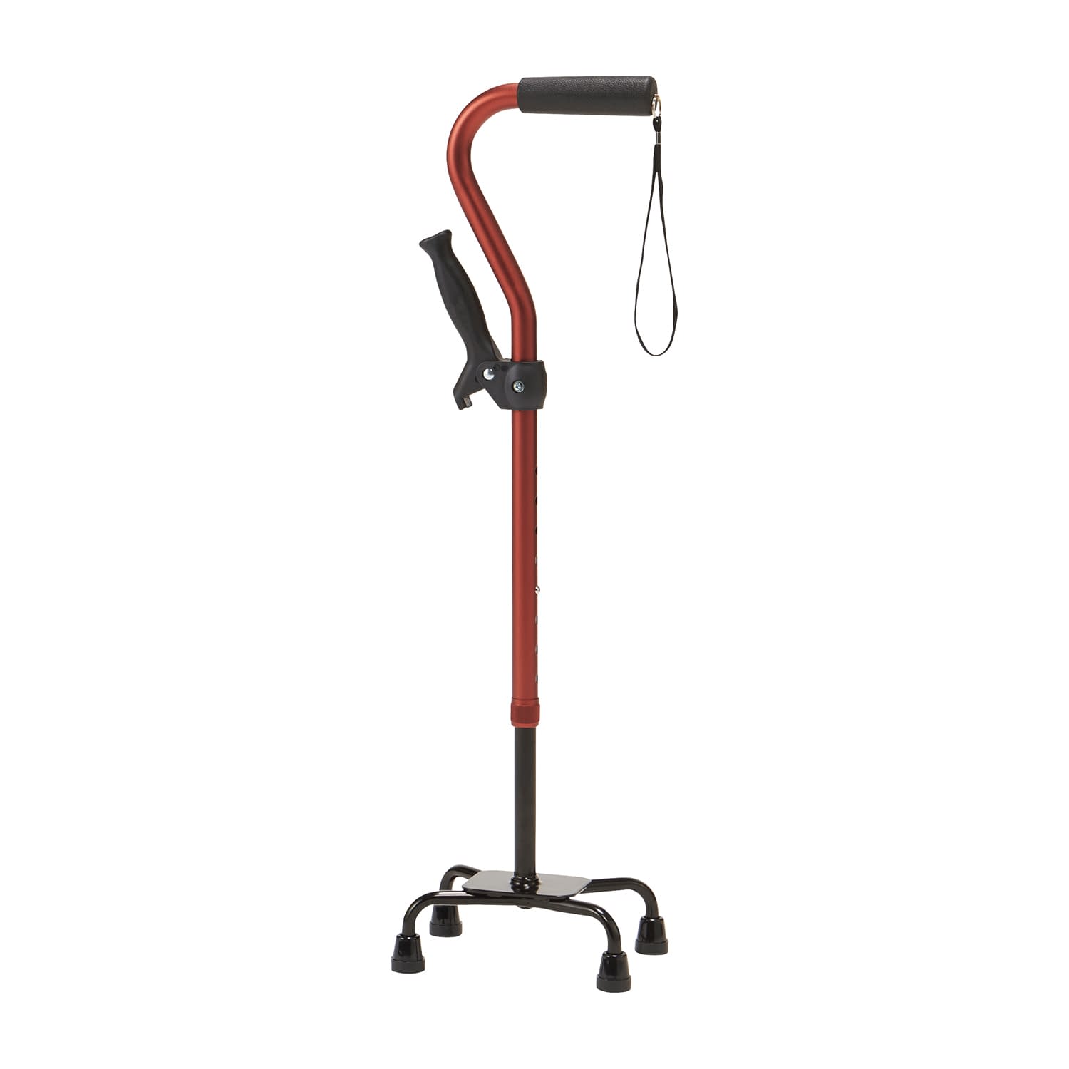 グリップ付き4点杖 杖(四点杖) 25-5721-01 イチゴイチエ AQS-10RE(レッド)