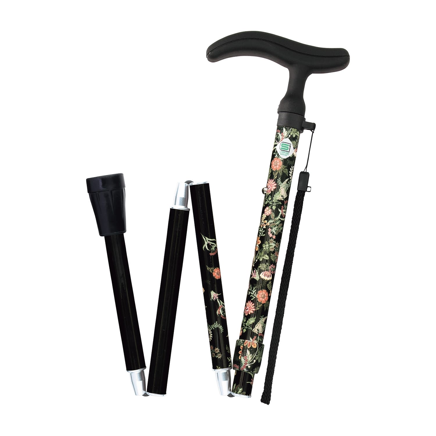 ステッキ アクティブグレース(折畳S 25-5709-05 フジホーム WB5230(ボタニカルブラック)