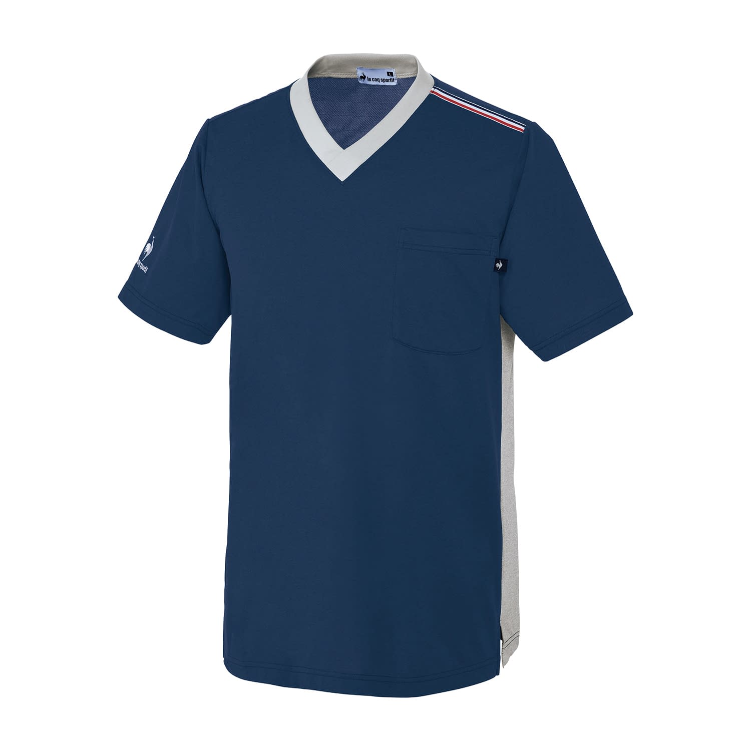 ユニセックス VネックTシャツ 介護ユニフォーム 25-6529-0205 LL ルコックスポルティフ UZL3201-5(ネイビー)