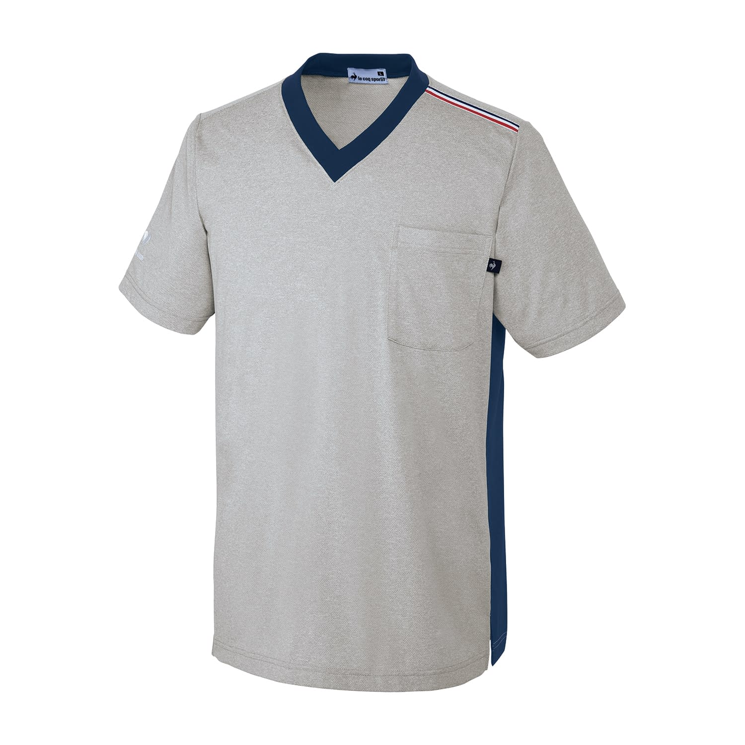 ユニセックス VネックTシャツ 介護ユニフォーム 25-6529-0105 LL ルコックスポルティフ UZL3201-20(グレーモクXネイ