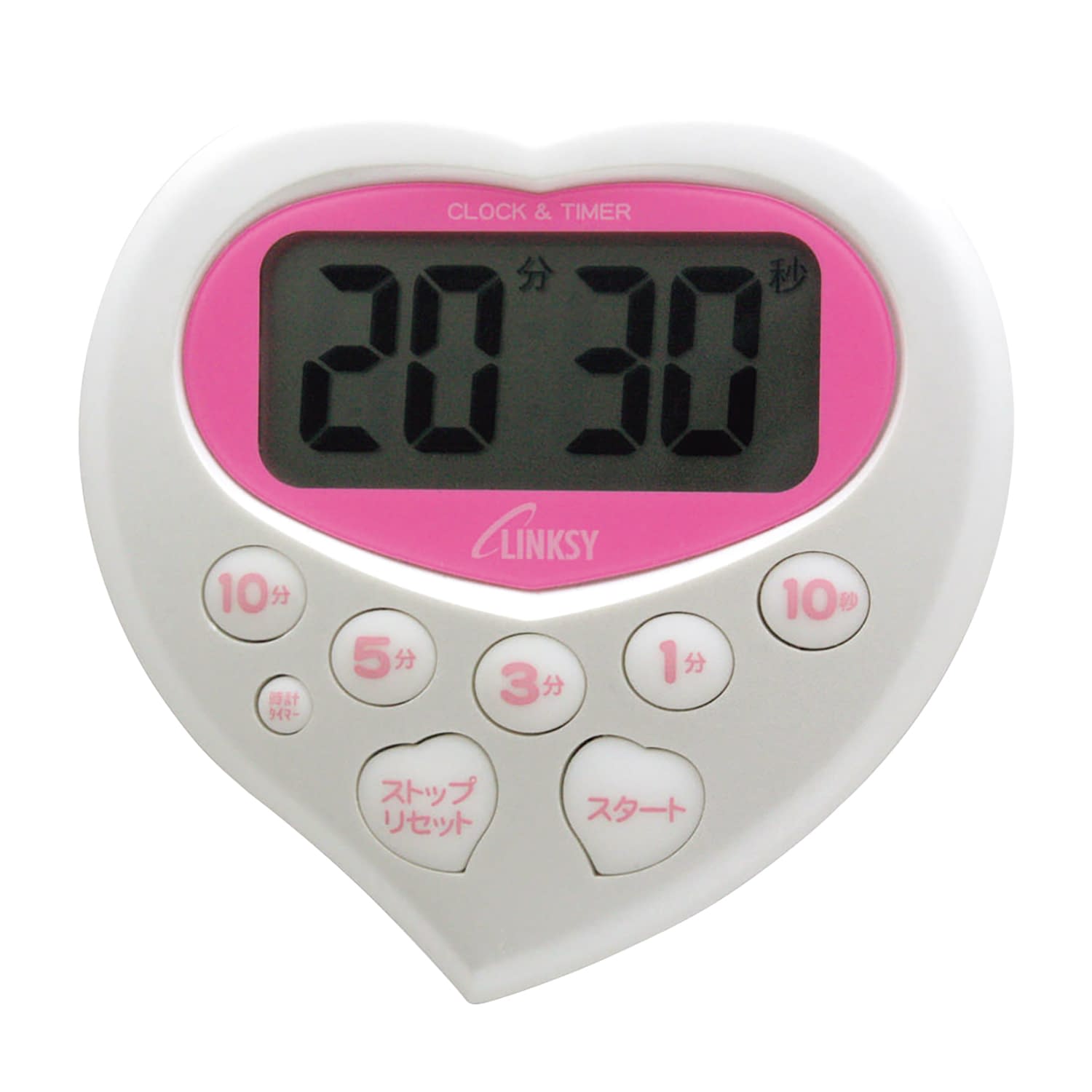 LINKSY ハート型タイマー 25-6018-01 LINKSY LT801WP(ホワイトXピンク)