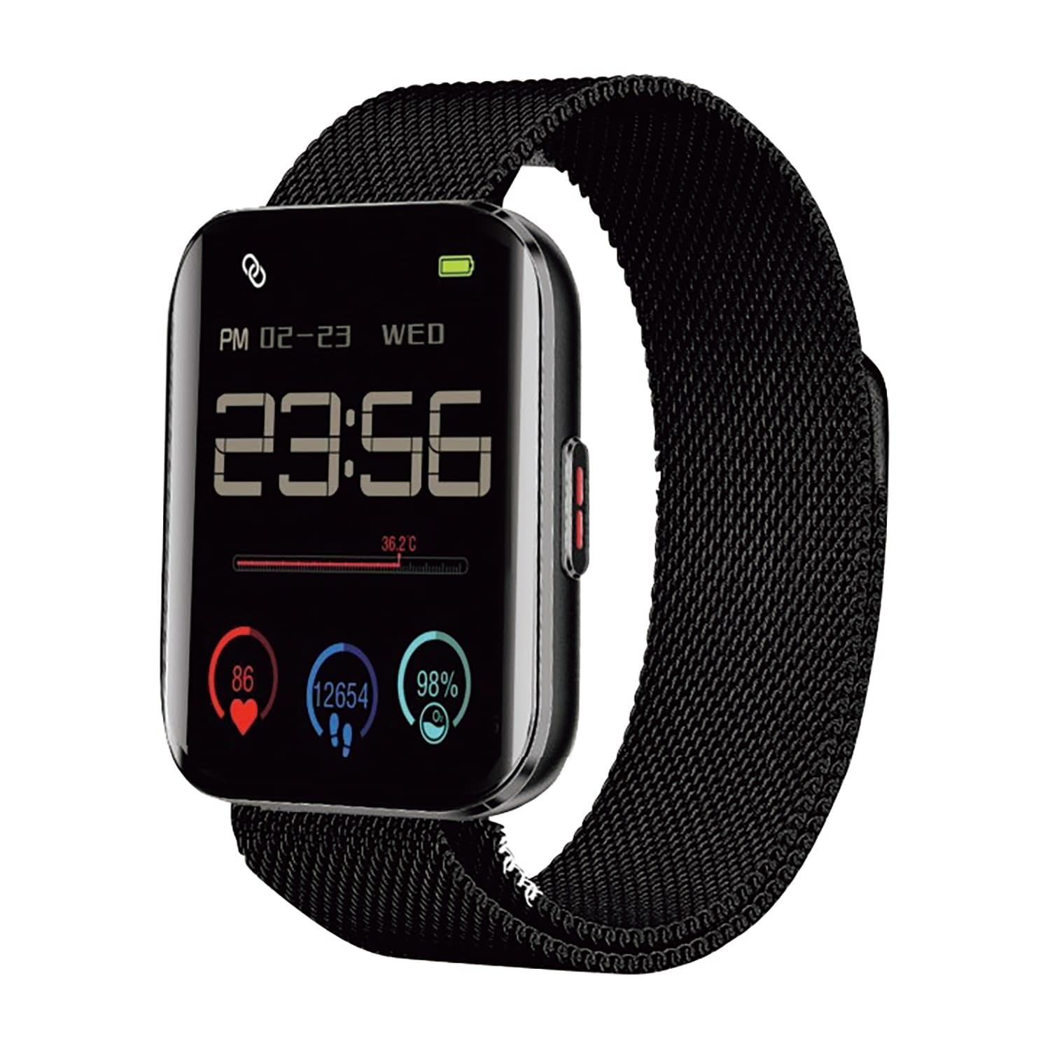 スマートウォッチ スクエア型 25-7207-00 ommix WW21062S-MBK(ブラック)