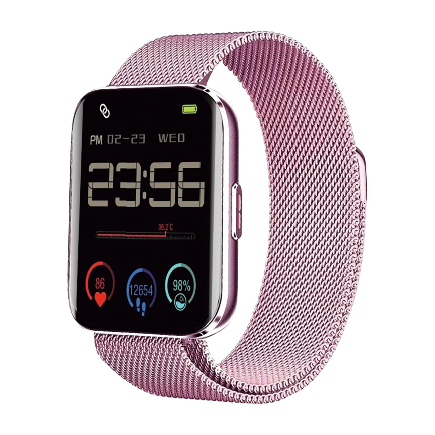 スマートウォッチ スクエア型 25-7207-01 ommix WW21062S-MPG(ピンクゴー