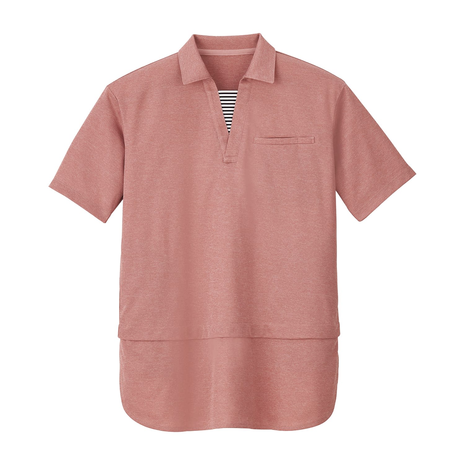 介護・看護用ロングポロシャツ 介護ユニフォーム 25-6535-0304 L HEART GREEN HSP018-9(サンセットピンク)