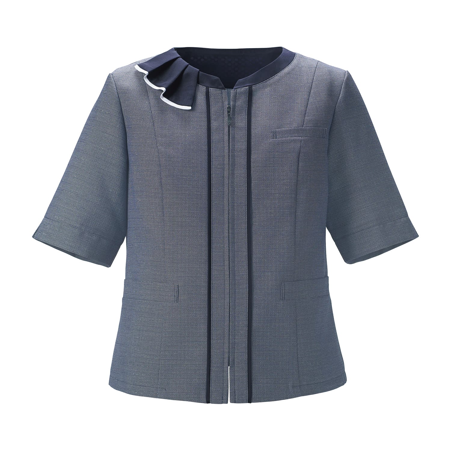 ひんやりオーバーブラウス 事務服 25-6576-0003 9号 ENJOY ESA890-2(ネイビー)