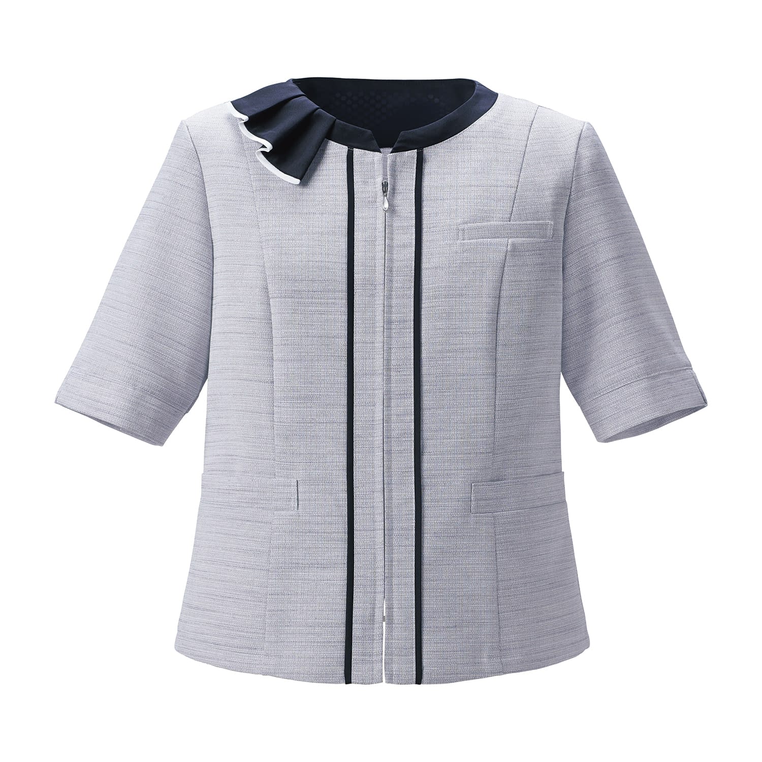 ひんやりオーバーブラウス 事務服 25-6576-0101 5号 ENJOY ESA890-5(ライトグレー)