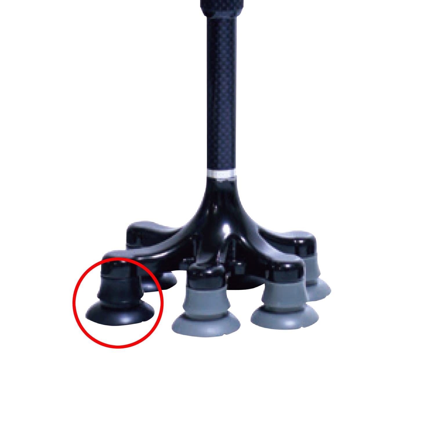 ケアリングスーパー多点杖用先ゴム 杖(伸縮式) 25-5740-00 ケアリング C070(ブラック)6コセット