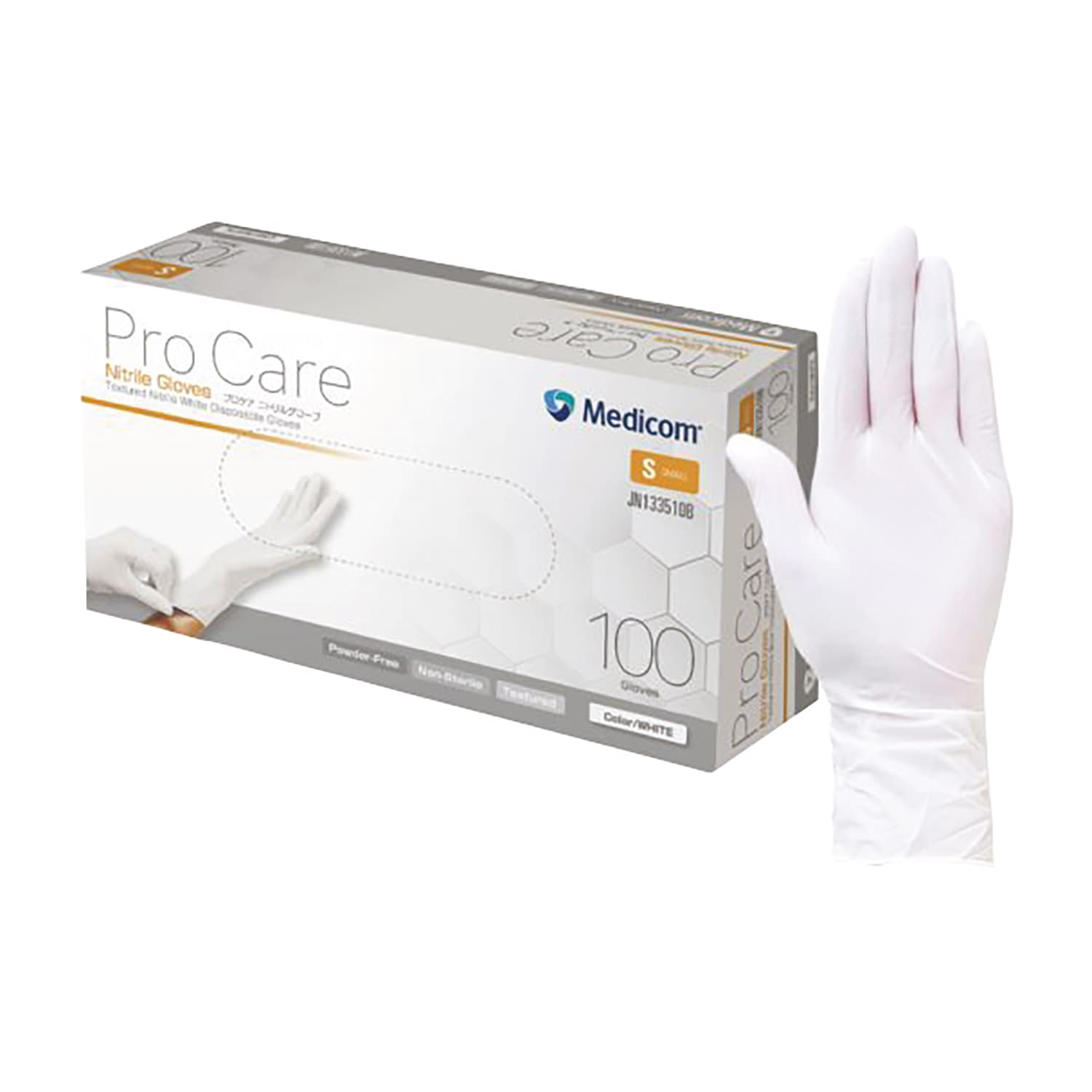 プロケアニトリルグローブ S 25-6825-01 Medicom JN133510B(ホワイト)100マイ
