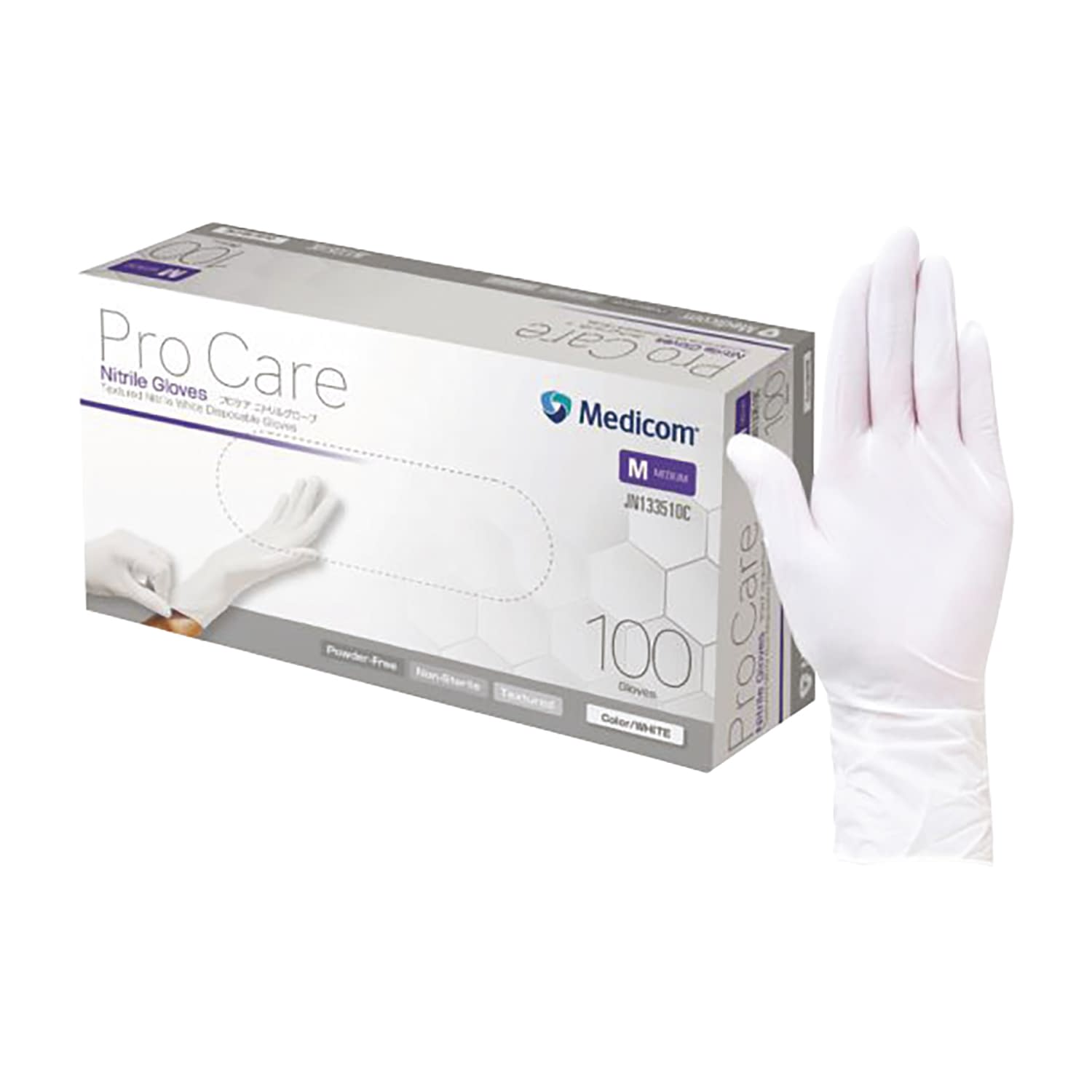 プロケアニトリルグローブ M 25-6825-02 Medicom JN133510C(ホワイト)100マイ