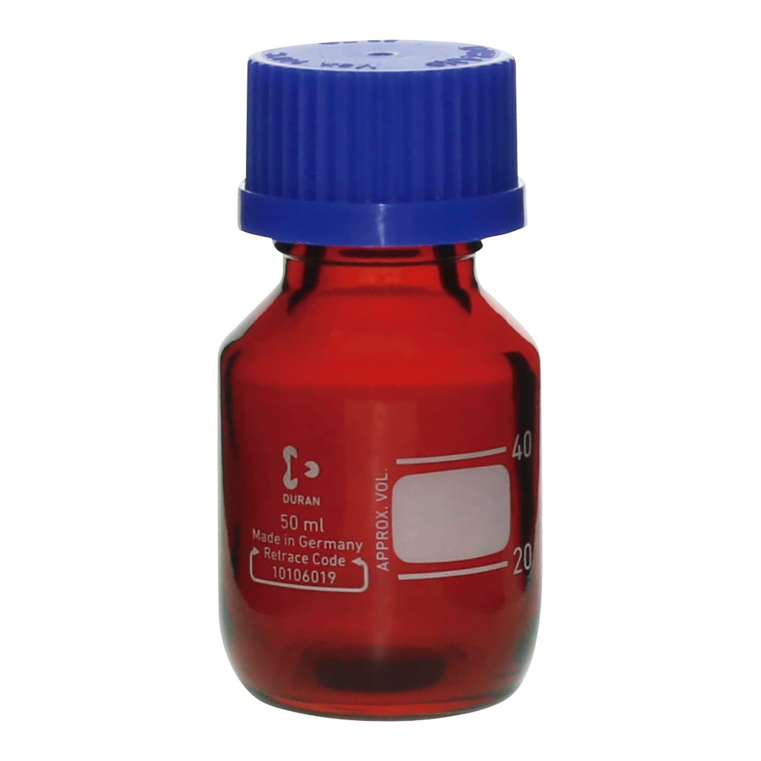 耐熱ねじ口びん 茶褐色(青キャップ付 25-5526-01 SCHOTT 50ML(10ホン)アオキャップツキ