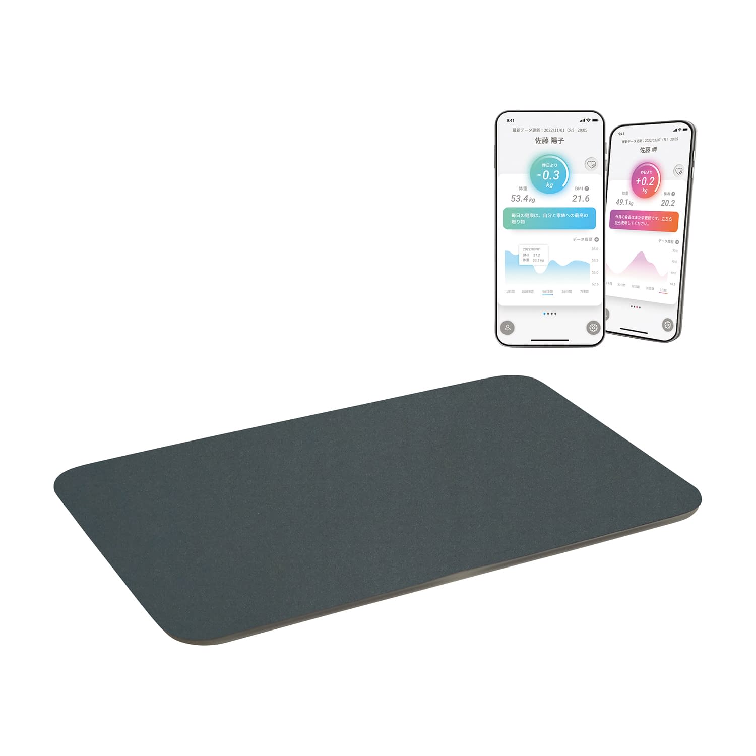 体重測定できる スマートバスマット 体重計 25-7320-02 issin SBM22U01LJ-DKGN(Dグレ