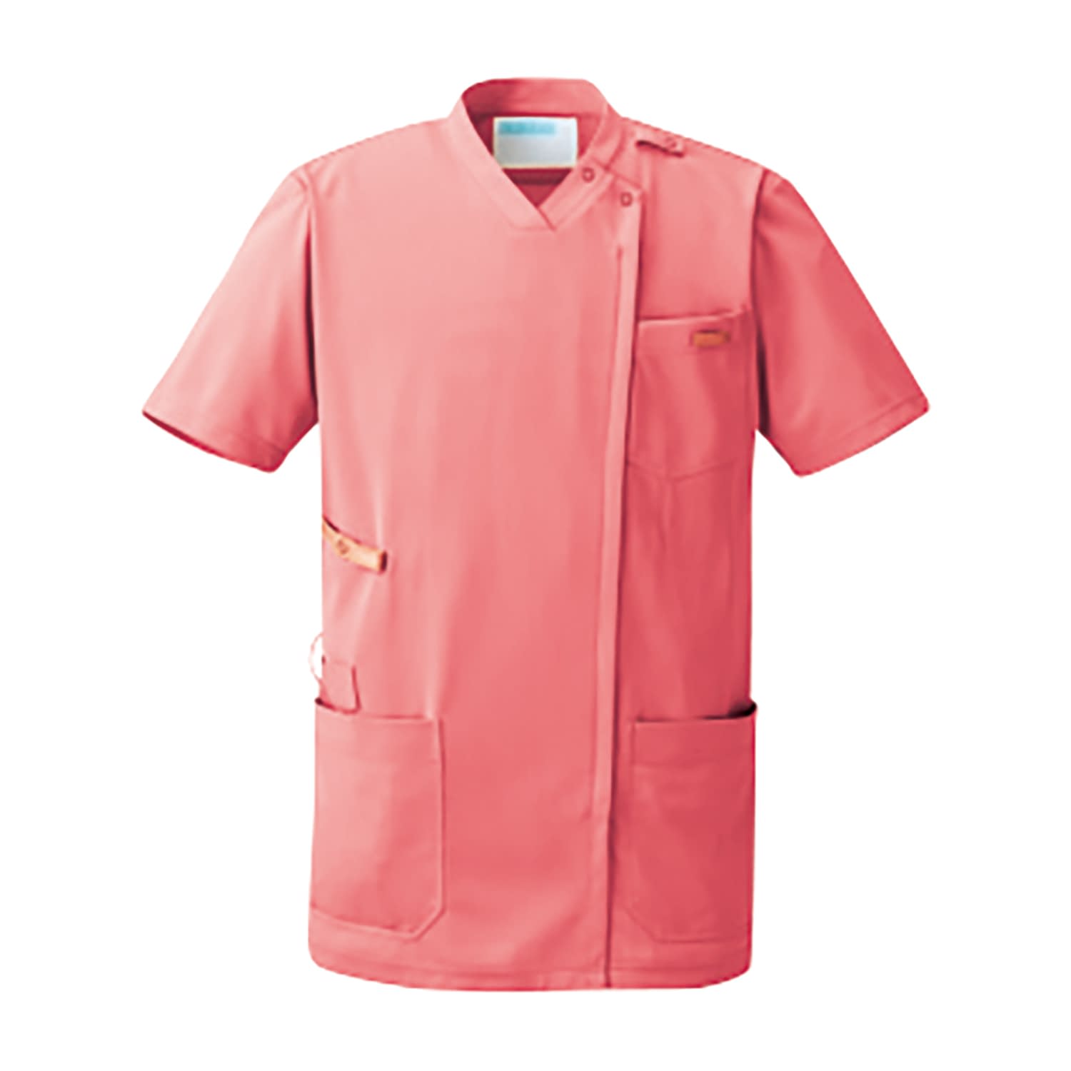 スクラブジャケット半袖(男女兼用) 25-6588-0007 4L レジェイラ KZN715-24(コーラルピンク)