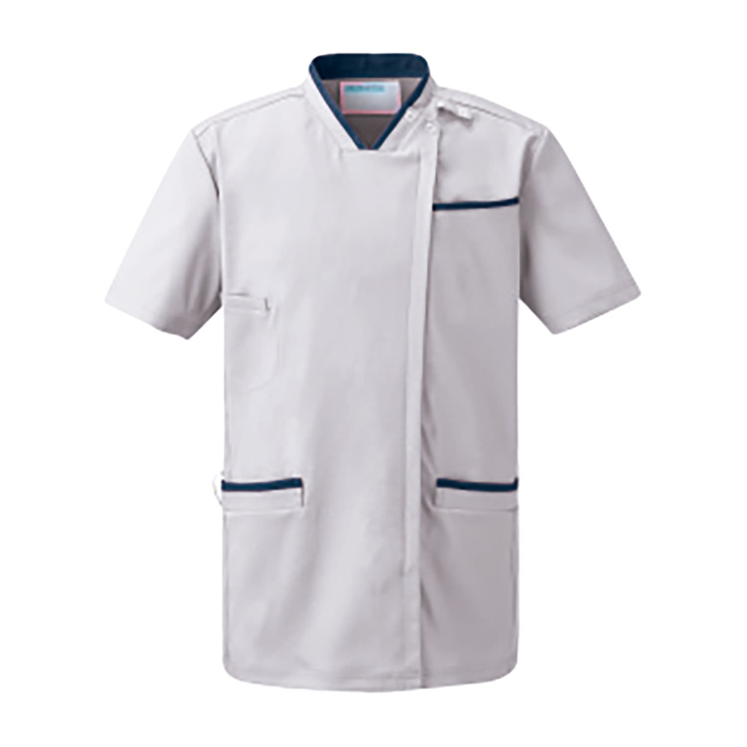 スクラブジャケット半袖(男女兼用) 25-6589-0003 M バロネス KZN705-46(グレーXネイビー