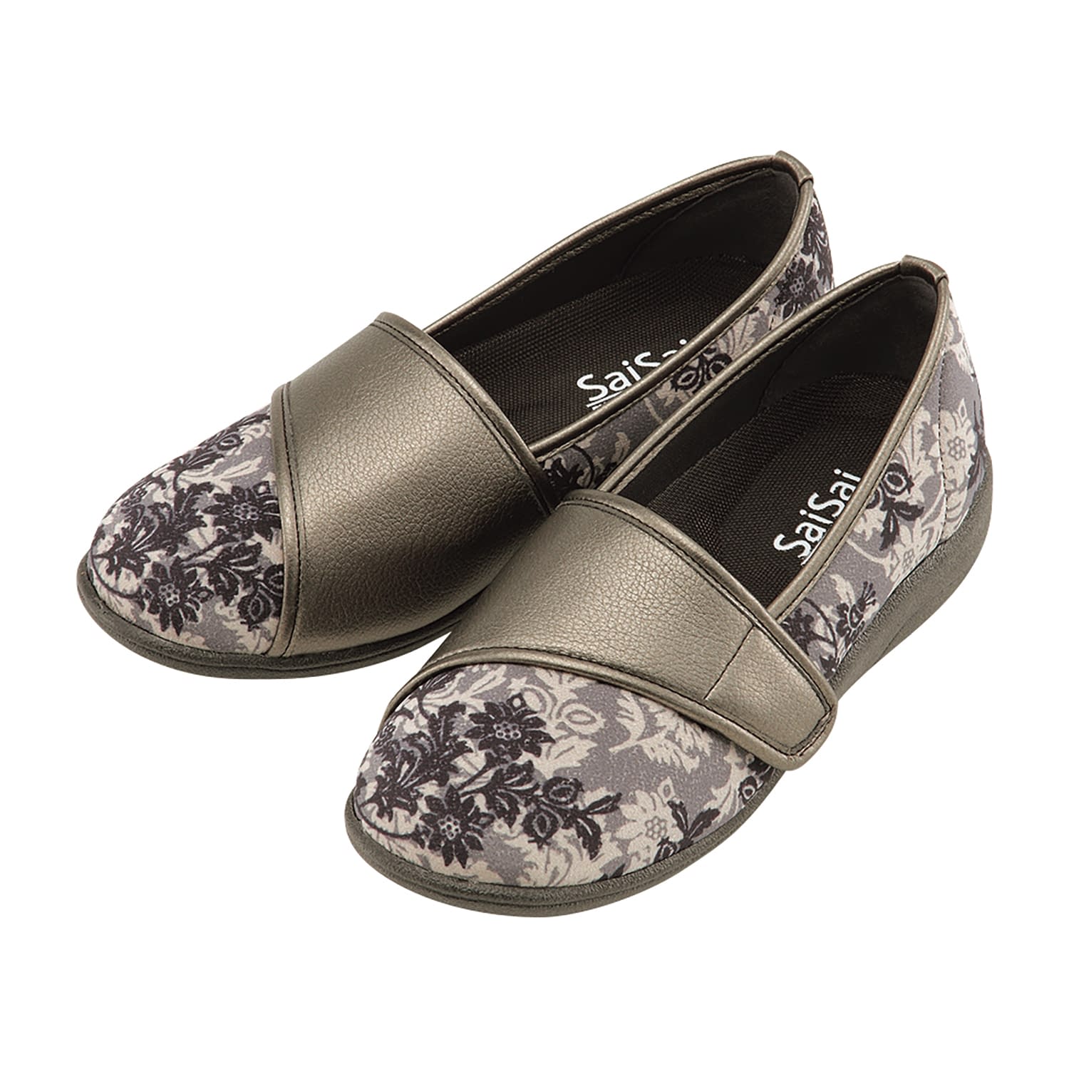 SaiSaiフラワープリント リハビリシューズ 25-5805-00 彩彩 W940(21.5CM)ブラック